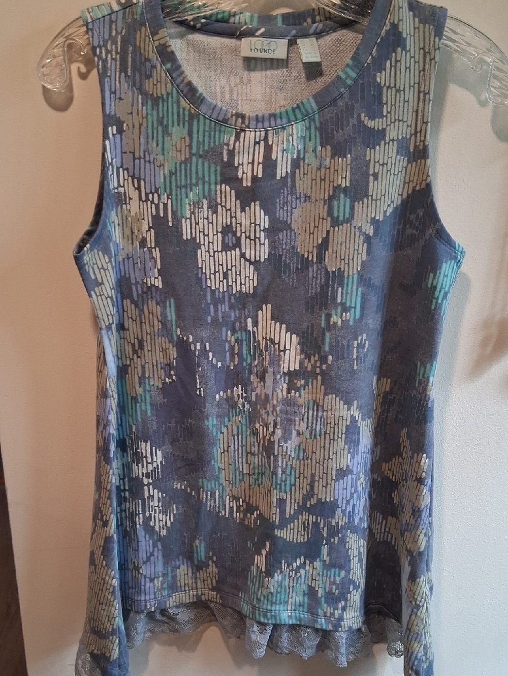 Sleeveless Top & Chiffon Lace Bottom By Logo Lounge Lori Goldstein Size Xs